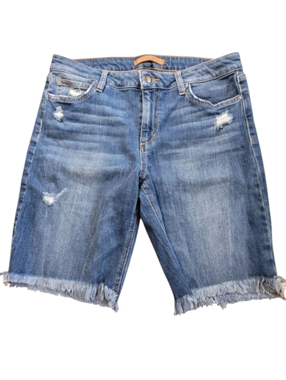 Joe’s Jeans The Finn Bermuda Shorts 29 Mid Rise Frayed Distressed Denim - Picture 3 of 16